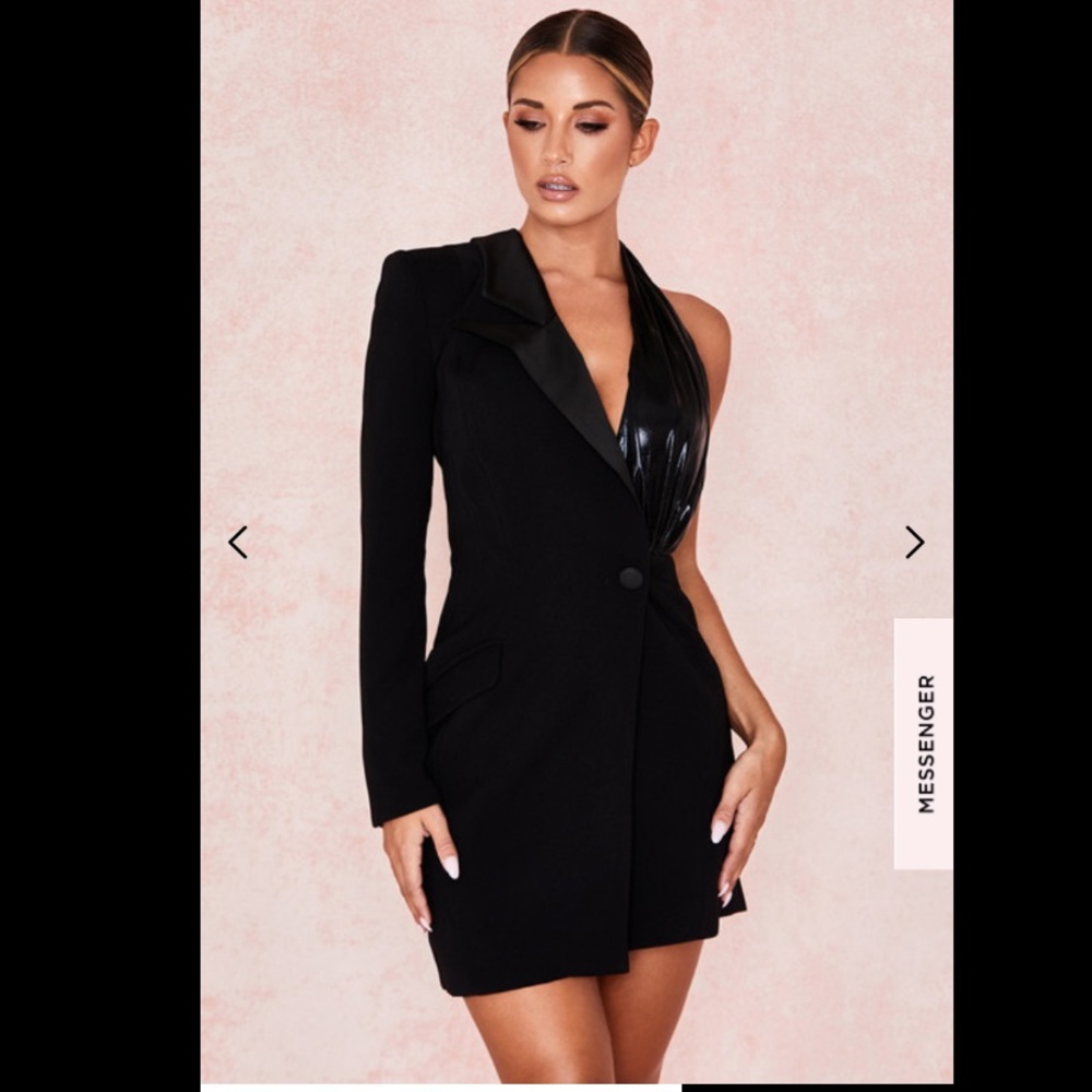 House of CB BLACK ONE SLEEVE BLAZER DRESS